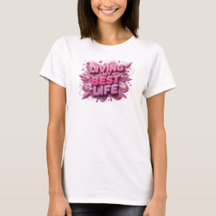 T-shirt Conception de texte rose accrocheur VIVRE MA MEILL