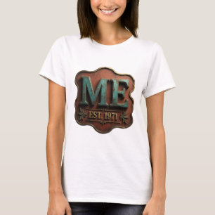 T-shirt Conception de texte sarcelle gras ME EST 1971