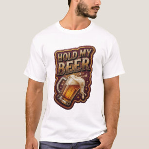 T-shirt Conception de texte stylée HOLD MY BEER