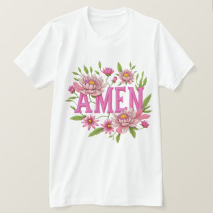 T-shirt Conception de typographie « Amen » floral – Botani