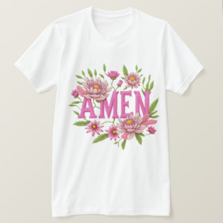 T-shirt Conception de typographie « Amen » floral – Botani