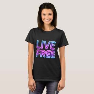 T-shirt Conception de typographie néon Live Free