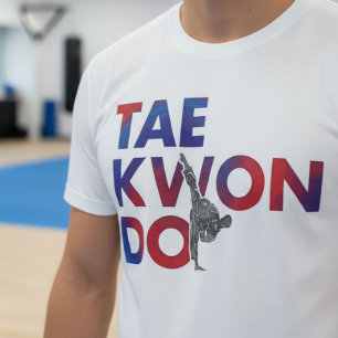 T-shirt Conception de typographie Taekwondo Silhouette de