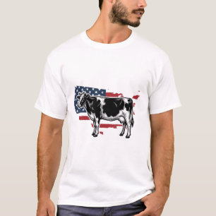 T-shirt Conception de vache patriotique Art USA de maison 