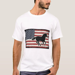 T-shirt Conception de vecteur d'art de cheval de drapeau a