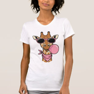 T-shirt Conception de vecteur de chewing-gum girafe gravur
