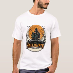 T-shirt Conception de vecteur de maison hantée Halloween v