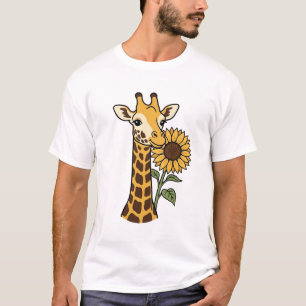 T-shirt Conception de vecteur de tournesol de girafe vinta