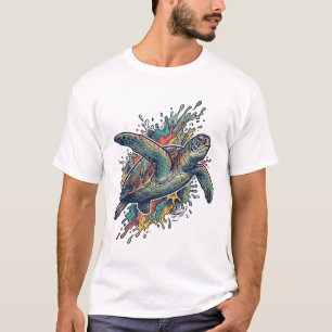 T-shirt Conception de vecteur d'éclaboussure de tortue de 