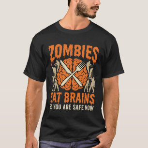 T-shirt Conception de vecteur drôle de zombie mangeant des
