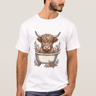 T-shirt Conception de vecteur floral de baignoire de vache