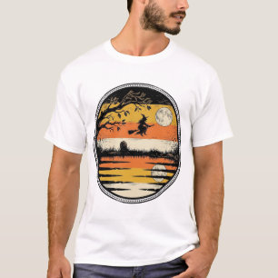 T-shirt Conception de vecteur Halloween de coucher de sole