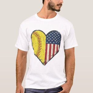 T-shirt Conception de vecteur vintage de coeur de softball