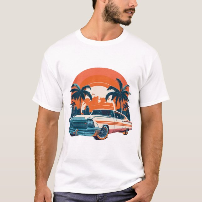 T-shirt Conception de voiture Vintage (Devant)