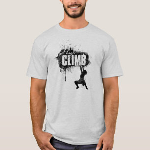 T-shirt Conception d'escalade de roche avec le grimpeur
