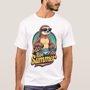 T-shirt Conception d'été de paresseux vintage rétro plage