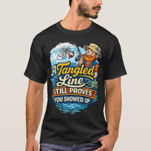 T-shirt Conception d'humour de pêche à la ligne emmêlée
