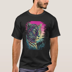 T-shirt Conception d'impression de grand félin rétro jagua