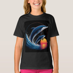 T-shirt Conception d'océan au coucher du soleil avec dauph