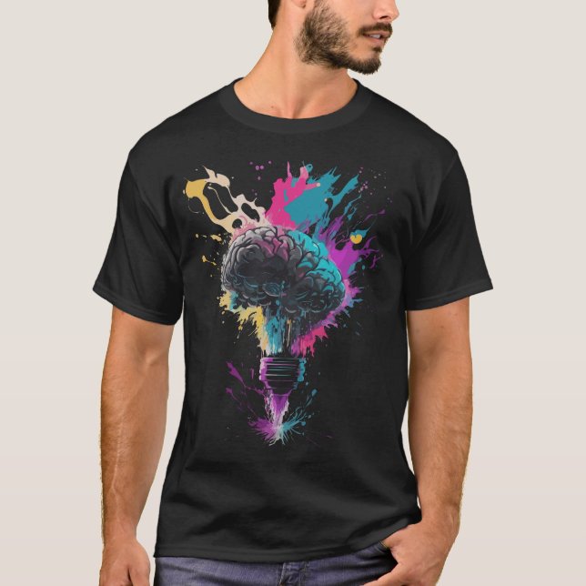 T-shirt Conception Du Cerveau Avec Explosion De Bulbe Colo (Devant)