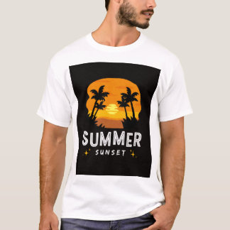 T-shirt Conception du coucher de soleil d'été tropical - V
