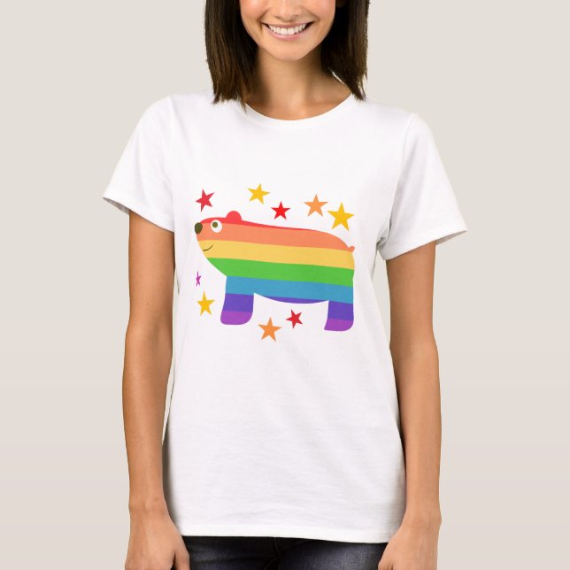 T-shirt Conception du logo de l'icône de l'ours arc-en-cie (Devant)