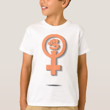 Conception féministe orange de signe de miroir de