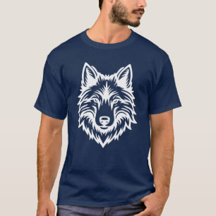 T-shirt Conception graphique de logo de tête de loup sauva