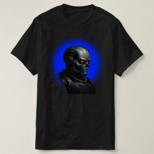 T-shirt Conception graphique de tête de robot à lueur bleu