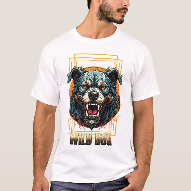 T-shirt Conception graphique en fibre "Wild Dog" (Devant)