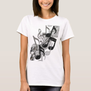 T-shirt Conception graphique MUSIC IN MOTION Argent élégan