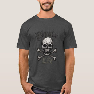 T-shirt Conception Grunge Crâne et Os Croisés Vie de Pirat