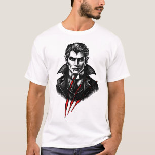 T-shirt Conception Halloween Vampire Griffe Rouge Tranche