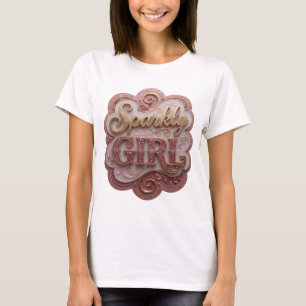 T-shirt Conception moderne de fille scintillante en or ico
