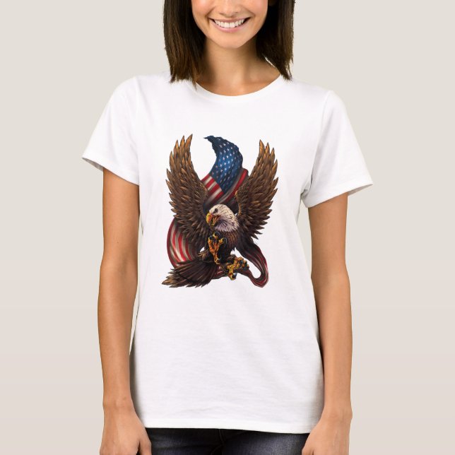 T-shirt Conception Patriotique Américaine Avec Aigle Et Dr (Devant)