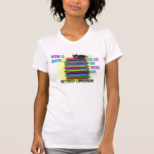 T-shirt Conception retirée de chat de bibliothécaire et