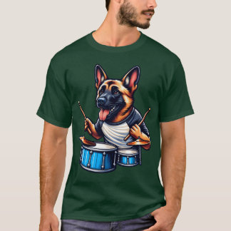 T-shirt Conception rétro de groupe de batteur Malinois coo