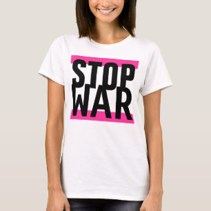 T-shirt Conception simple "rayures rose STOP WAR"