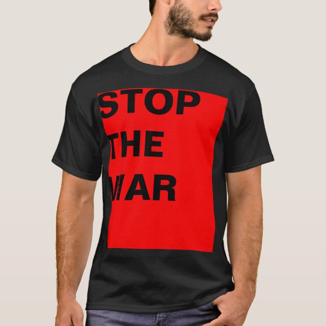 T-shirt Conception simple "rectangle rouge STOP THE WAR" (Devant)