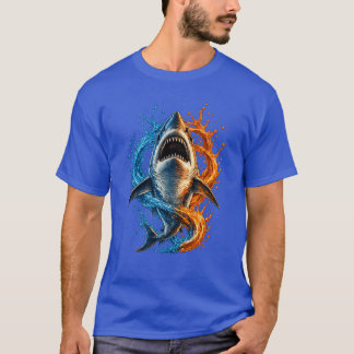T-shirt Conception Splash de Requin Féroce – Océan Bleu & 
