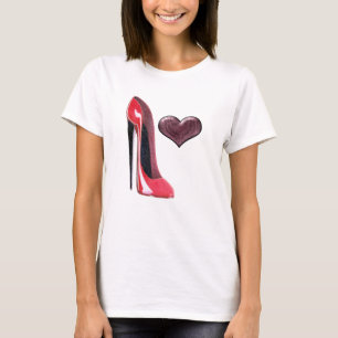 T-shirt Conception stylet rouge de chaussure et de coeur