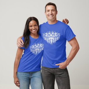 T-shirt Conception Tribale de Cœur Brisé Abstrait Blanc