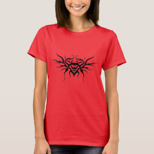T-shirt Conception tribale du coeur ailé - noir et blanc