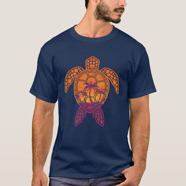 T-shirt Conception Tropicale de la tortue de mer coucher d (Devant)