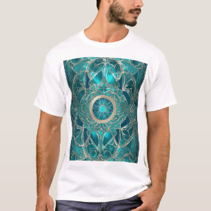 T-shirt Conception Turquoise et Gold Abstract"