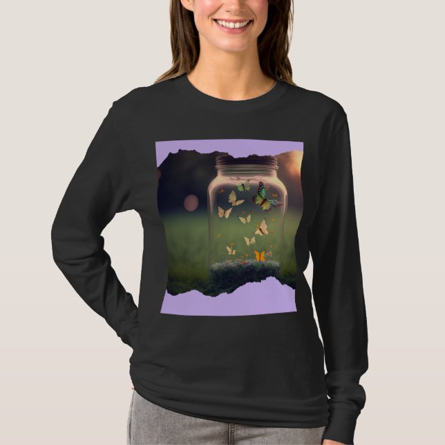T-shirt Conception unique de papillon (Devant)