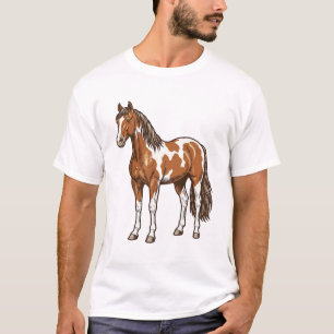 T-shirt Conception vectorielle de cheval Pinto gravée vint