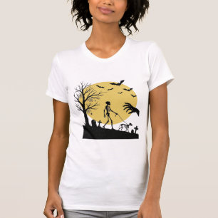 T-shirt Conception vectorielle de chien squelette de Hallo
