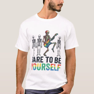 T-shirt Conception vectorielle squelette arc-en-ciel osez