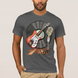 T-shirt Conception vintage de guitare et de microphone